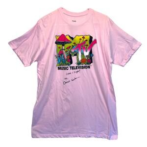 Viacom MTV Mushroom Short Sleeve Graphic Pink T-Shirt Large